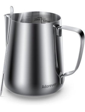 Adorever 20oz milk frothing pitcher front view for silky steam and pour control