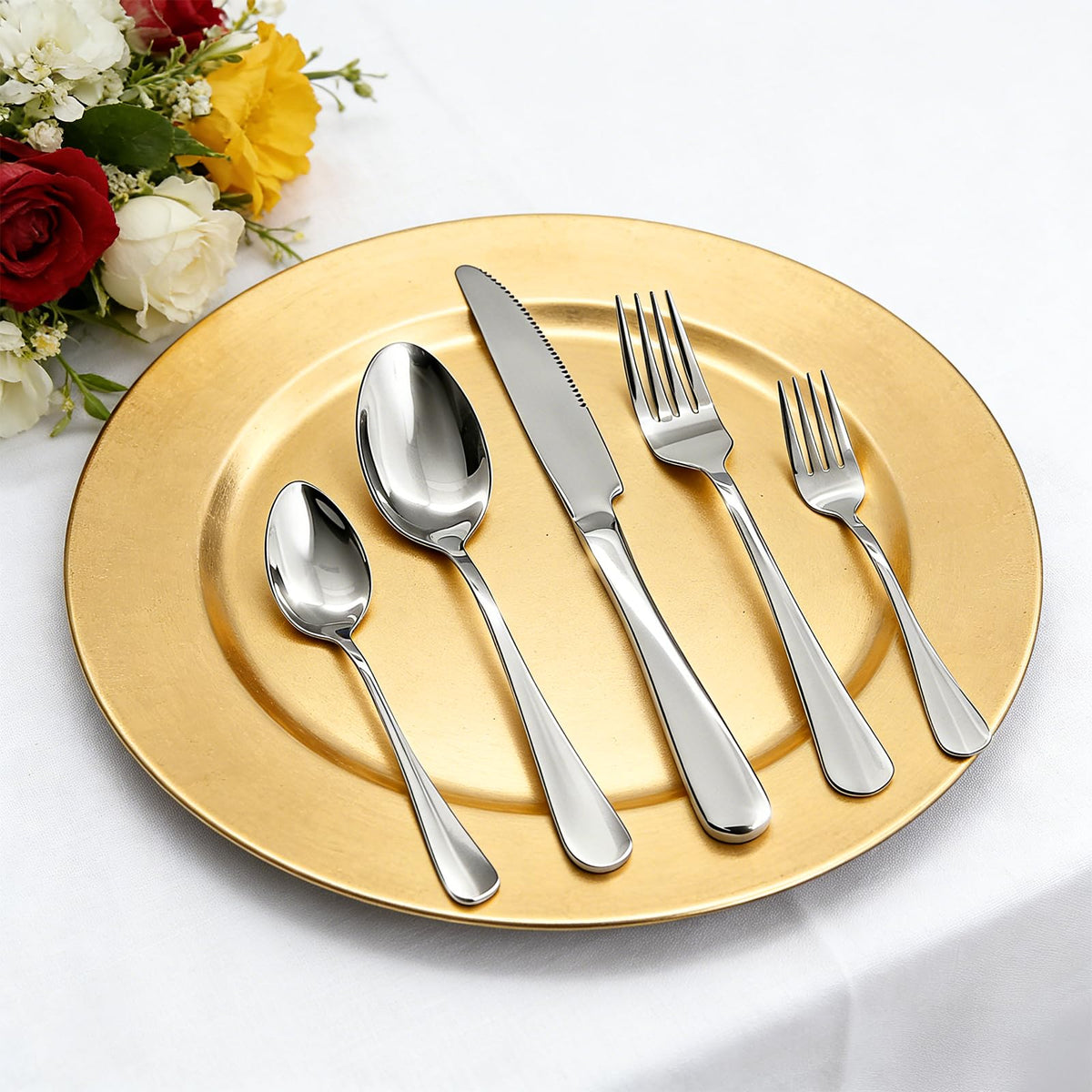 Adreva party buffet setup featuring the 20-piece silverware.