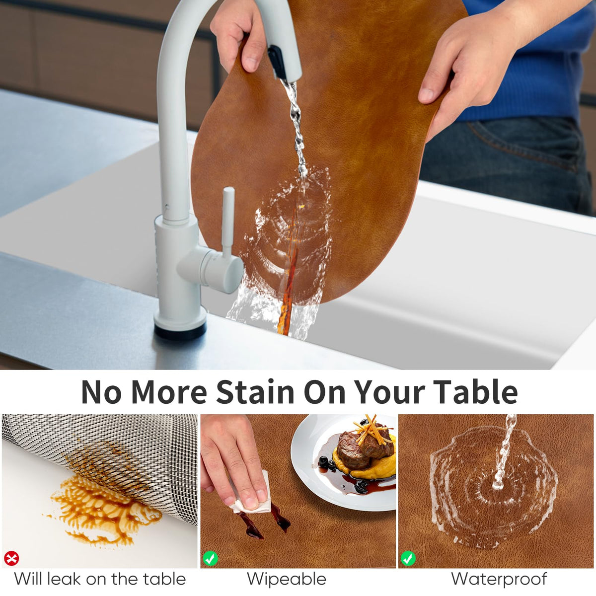ADRIMER waterproof and oil-proof placemats help keep spills contained
