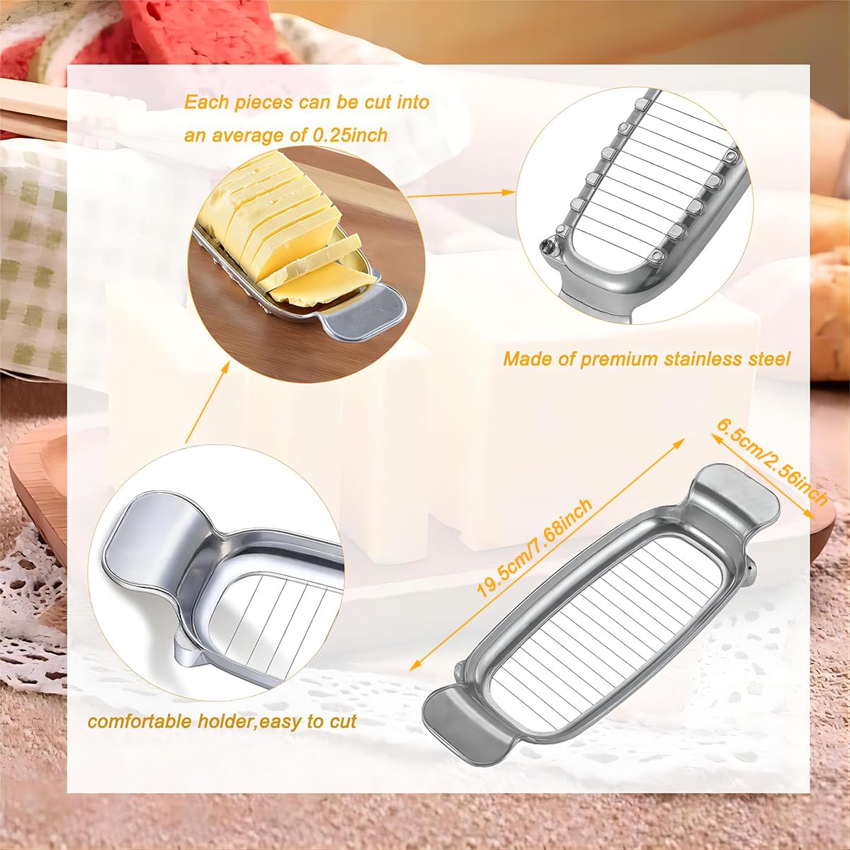 ADULLPONY butter square cutter delivers accurate portions with each press.