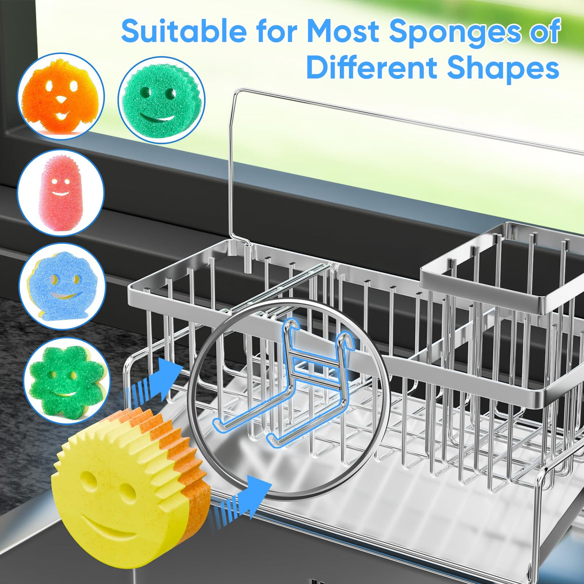 Adurei space-saving dish soap bottle holder keeps essentials in reach.