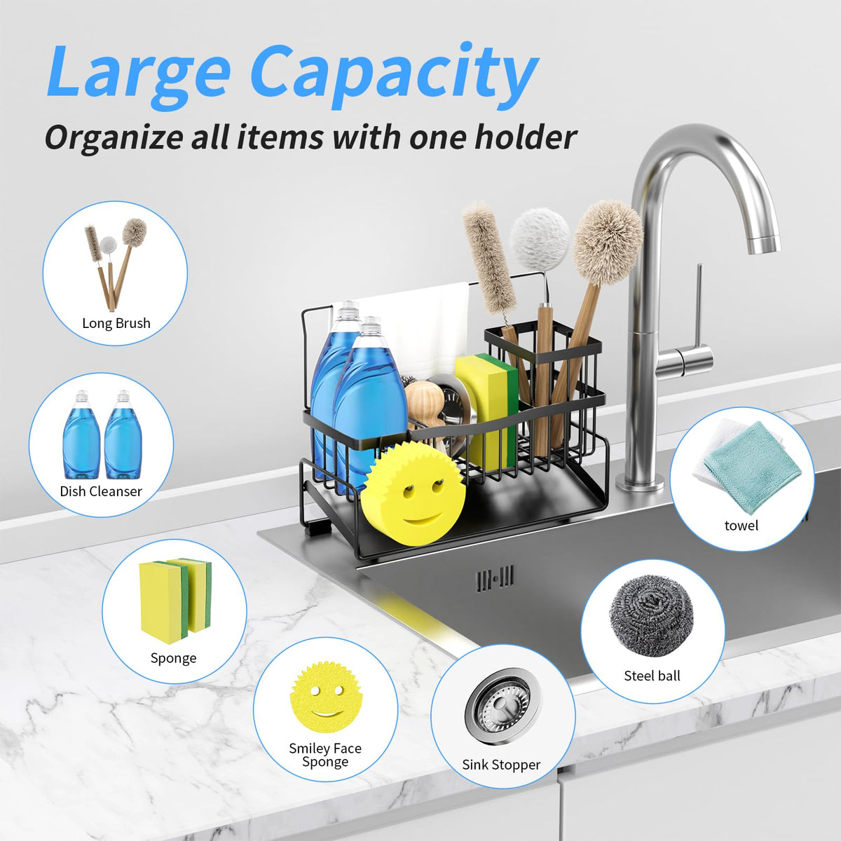 Adurei towel bar adds convenient storage beside the sink.