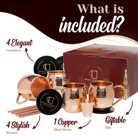 Advanced Mixology Mule Science set with straw and coaster accessories for convenient entertaining.