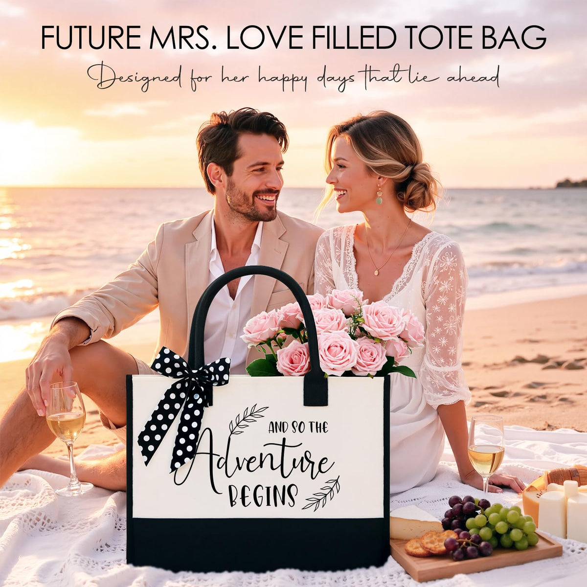 Adwaita engagement gift bag—stylish tote for bridal party prep and favors.