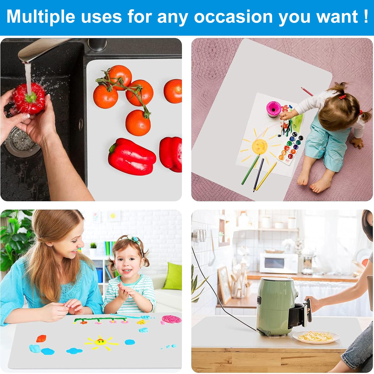 AECHY heat-resistant silicone mat protects countertops from hot appliances