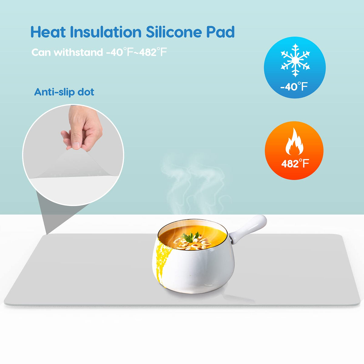 AECHY heat-resistant silicone withstands hot appliances on counters
