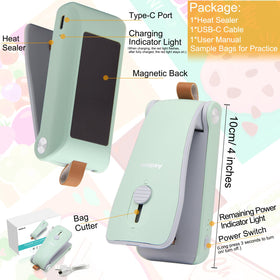 Aedicce Mini Bag Sealer green battery life supports weeks of use