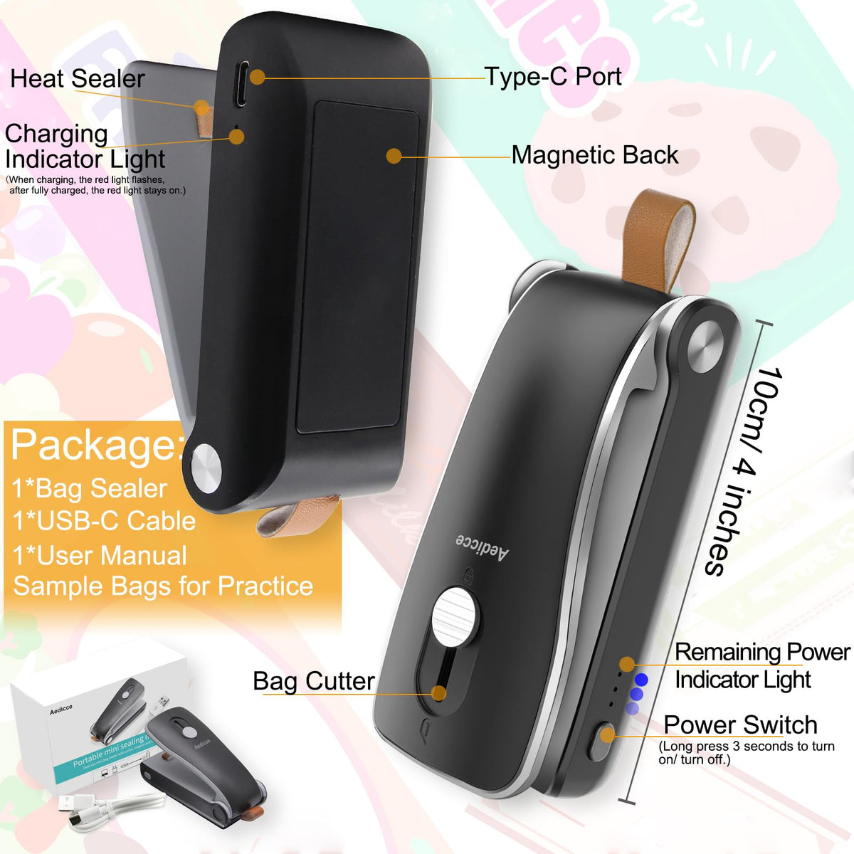 Aedicce portable bag resealer in kitchen use