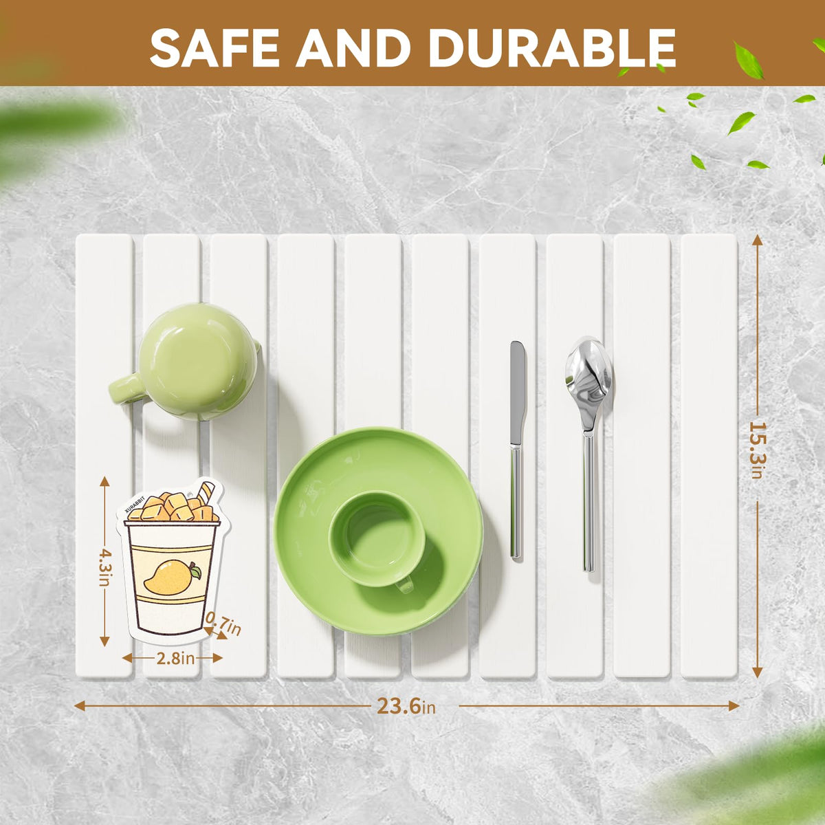 AEFLM eco-friendly diatomaceous earth mat suited for dishes and bottles.