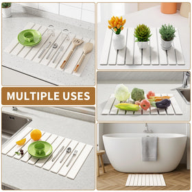 AEFLM large kitchen mat on counter deters moisture buildup.
