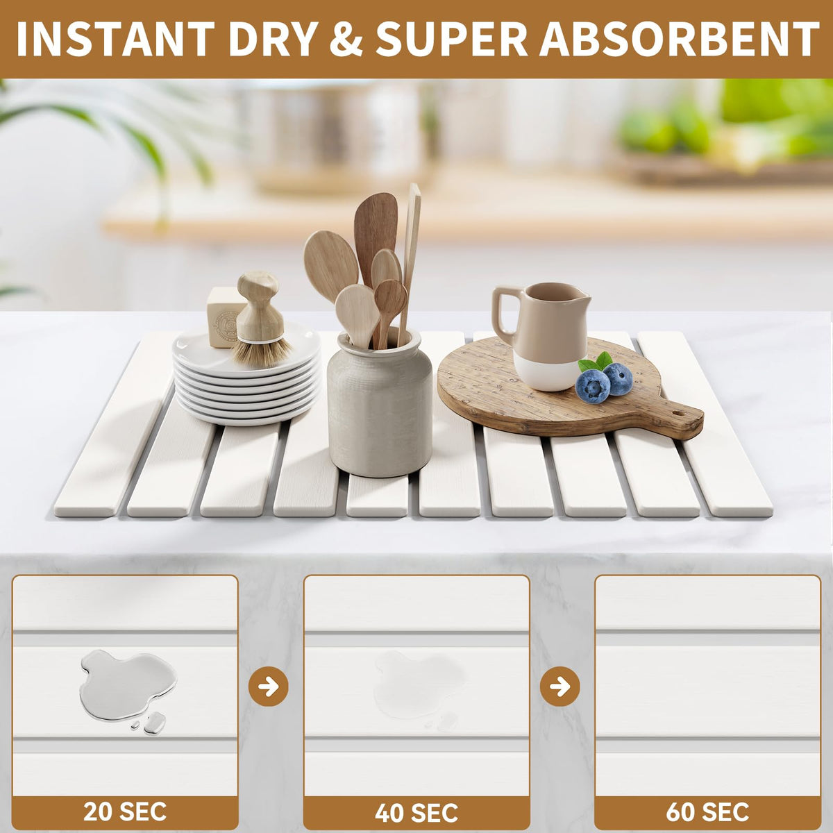 AEFLM roll-up dish mat folded for compact storage in drawers.