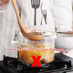 AEFPOYMXU glass pot with lid helps control simmering and prevent splatter