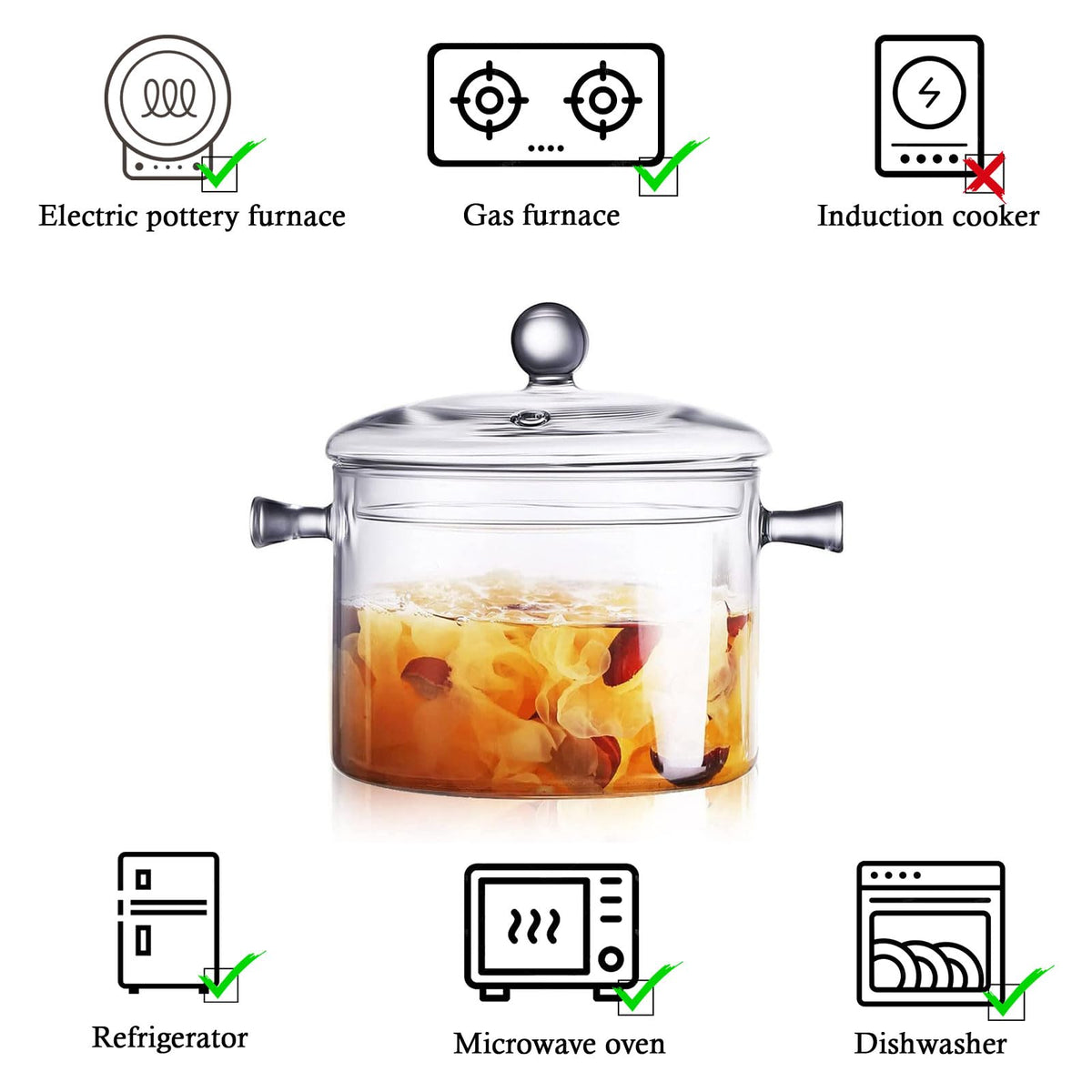 AEFPOYMXU heat-resistant pot safe on stovetops ovens and microwaves