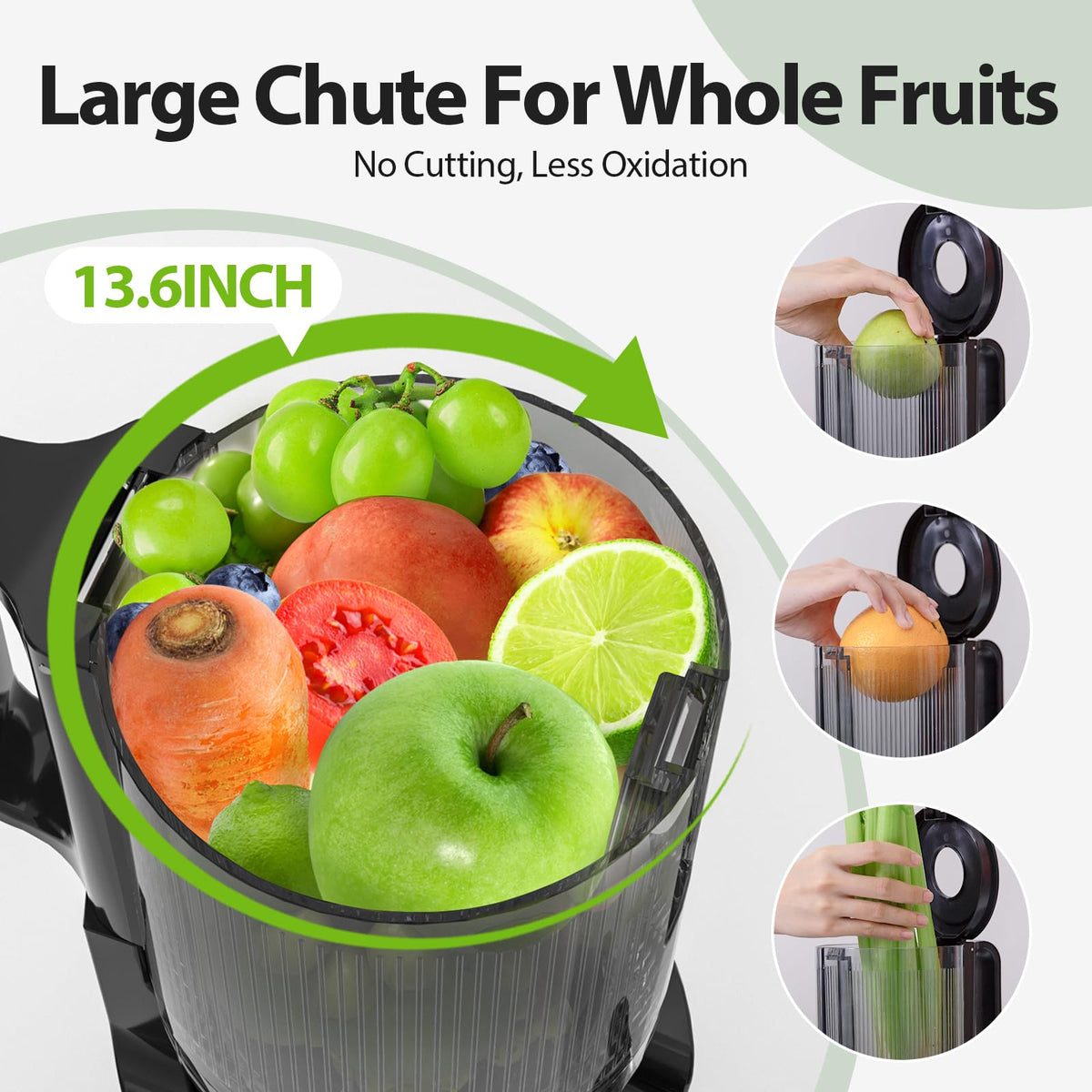 Aeitto juicer operates at 50 RPM to preserve flavor and nutrients.