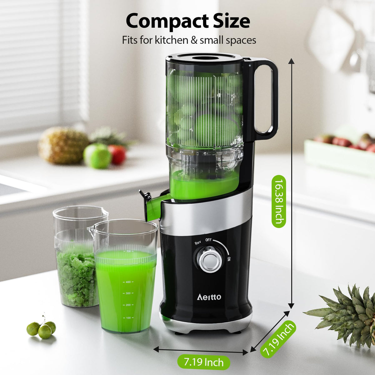 Aeitto onyx black juicer fits modern kitchens