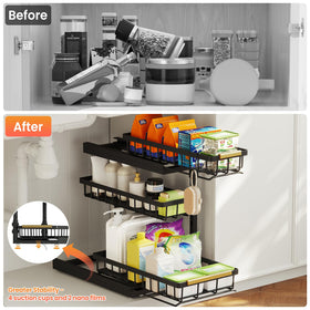 Aekenr adjustable-height storage rack adapts to pipe space and tall items
