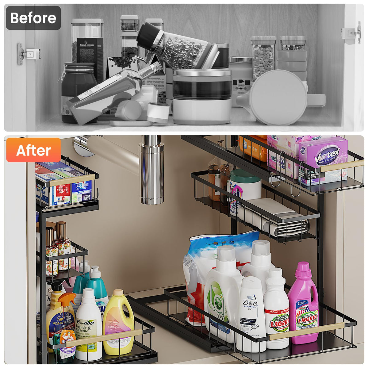 Aekenr carbon-steel undersink rack resists rust and moisture
