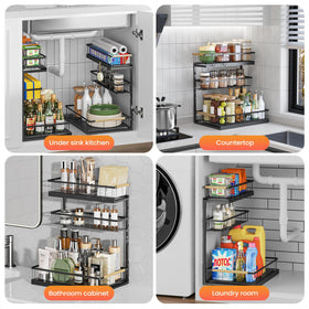 Aekenr multi-scenario storage for kitchen, bathroom, and pantry organization