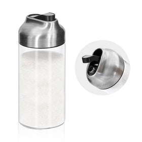 Aelga 12 oz glass sugar dispenser with pour spout for precise coffee sweetness.