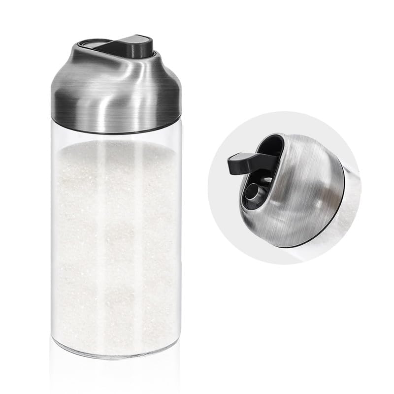 Aelga 12oz glass sugar dispenser with pour spout for precise, mess-free pouring.