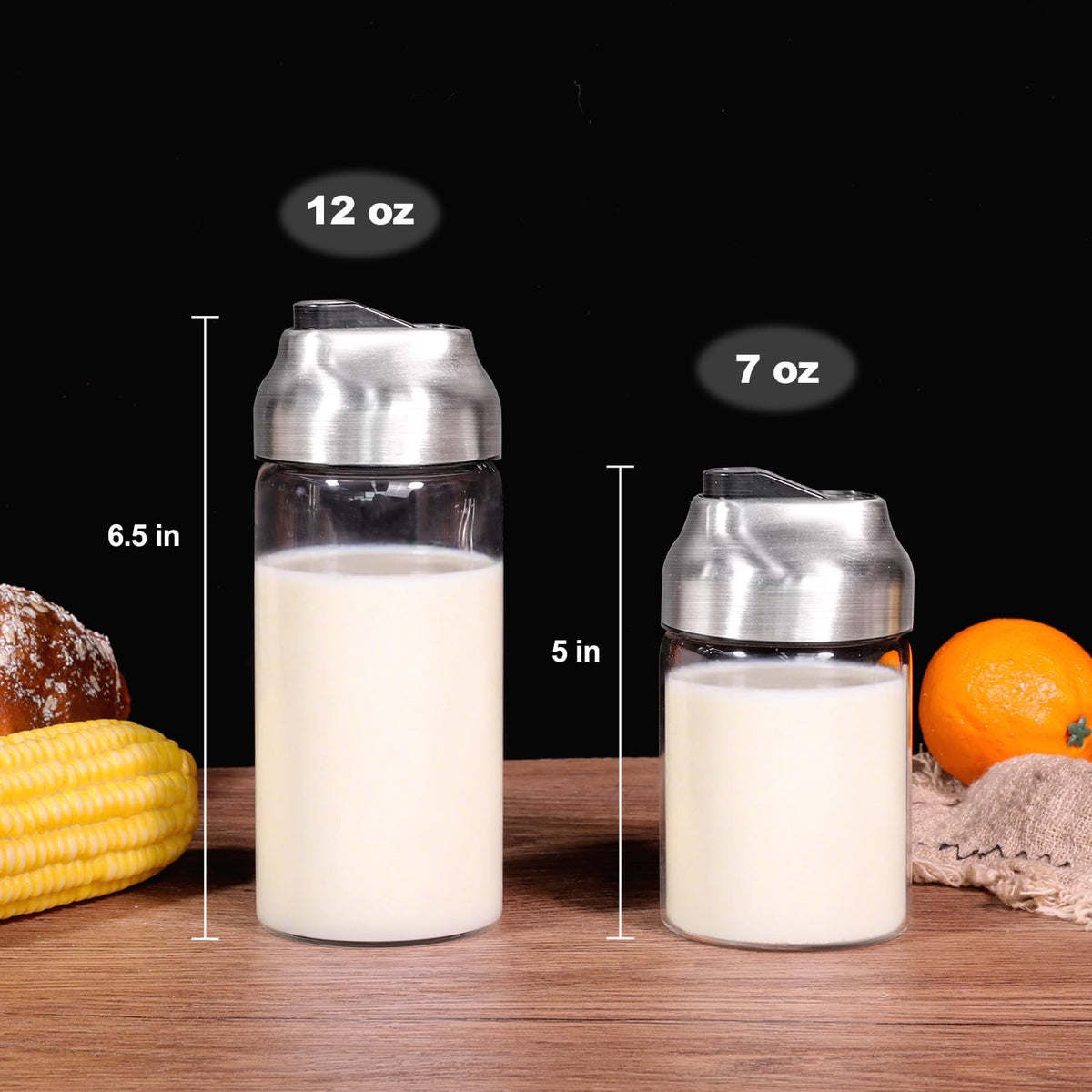 Aelga glass dispenser for sugar or spices on a kitchen counter