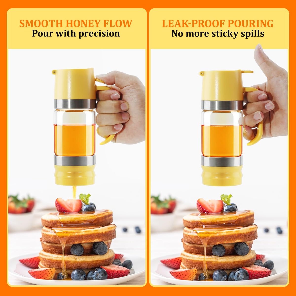 Aelga glass honey dispenser removable cap for easy cleaning