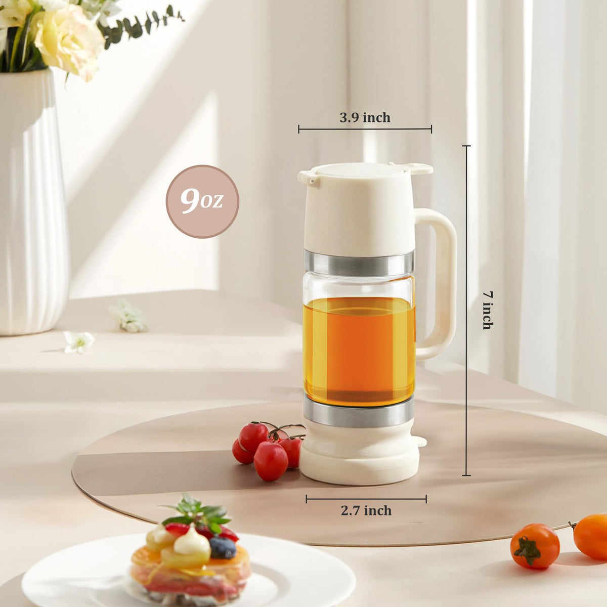 Aelga dispenser with trigger pour system reduces spills during coffee or tea