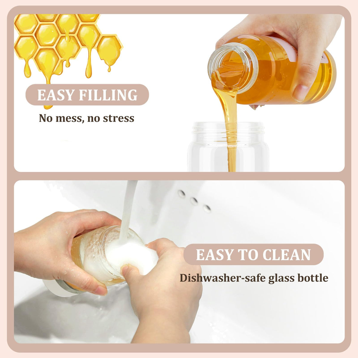 Versatile honey dispenser for syrup, honey, or other sweeteners