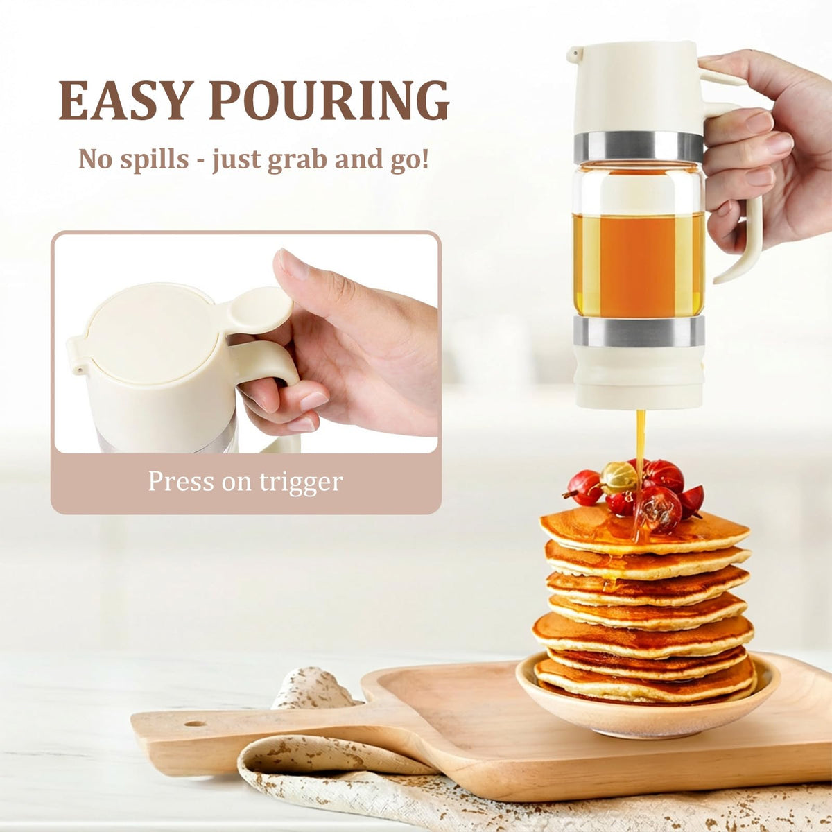 Wide opening and removable caps enable easy cleaning and refilling