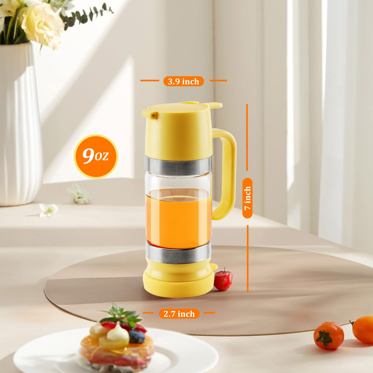 Aelga maple syrup dispenser glass 9oz versatile kitchen tool