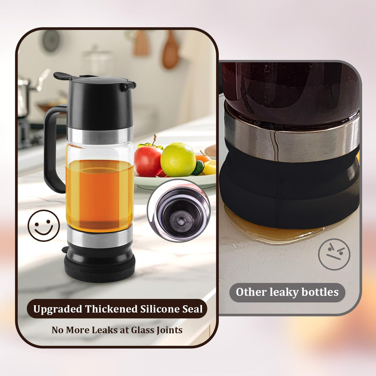 Aelga maple syrup dispenser glass with wide opening for easy filling
