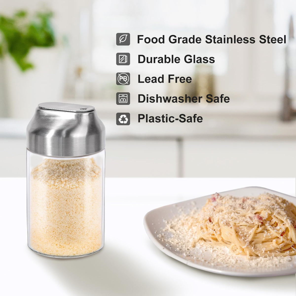 Aelga clear glass with silver lid adds elegance to any dining table.