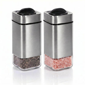 Aelga salt and pepper shakers with a four-mode lid for precise seasoning.