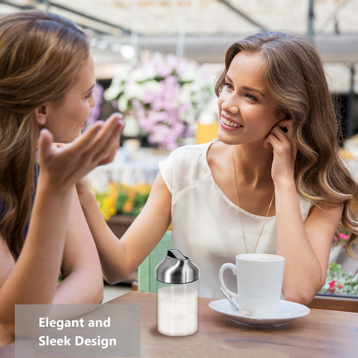 Aelga sugar dispenser with seven-ounce capacity helps control portions for drinks and baking.