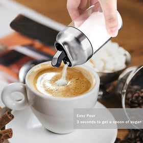 Aelga sugar dispenser lid tilted automatically for hands-free use