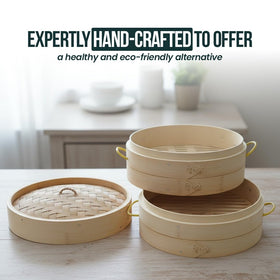 Aelnok bamboo steamer in traditional style adds natural charm to your kitchen.