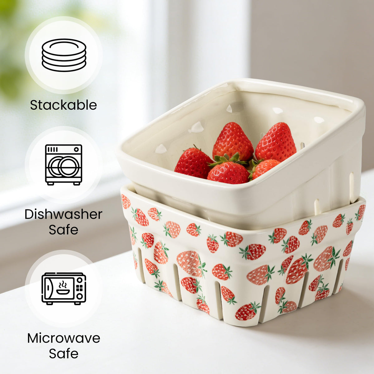 AELS berry basket arranged as a decorative fruit display for kitchen or table.