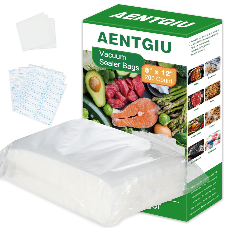 AENTGIU 200 vacuum sealer bags 8x12 inch ready for sous vide and meal prep
