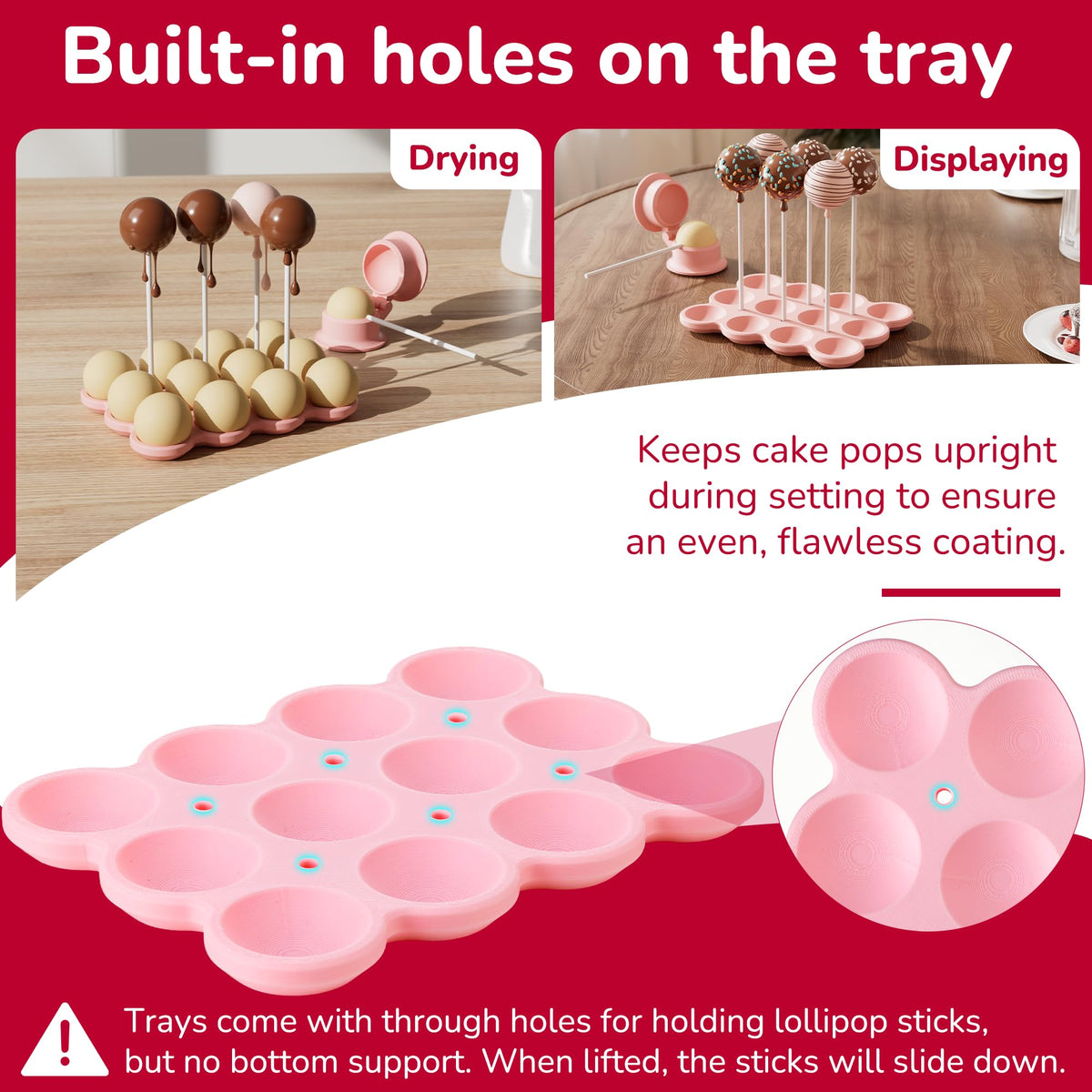 AENTGIU 24 cake pop sticks for secure, consistent dipping.