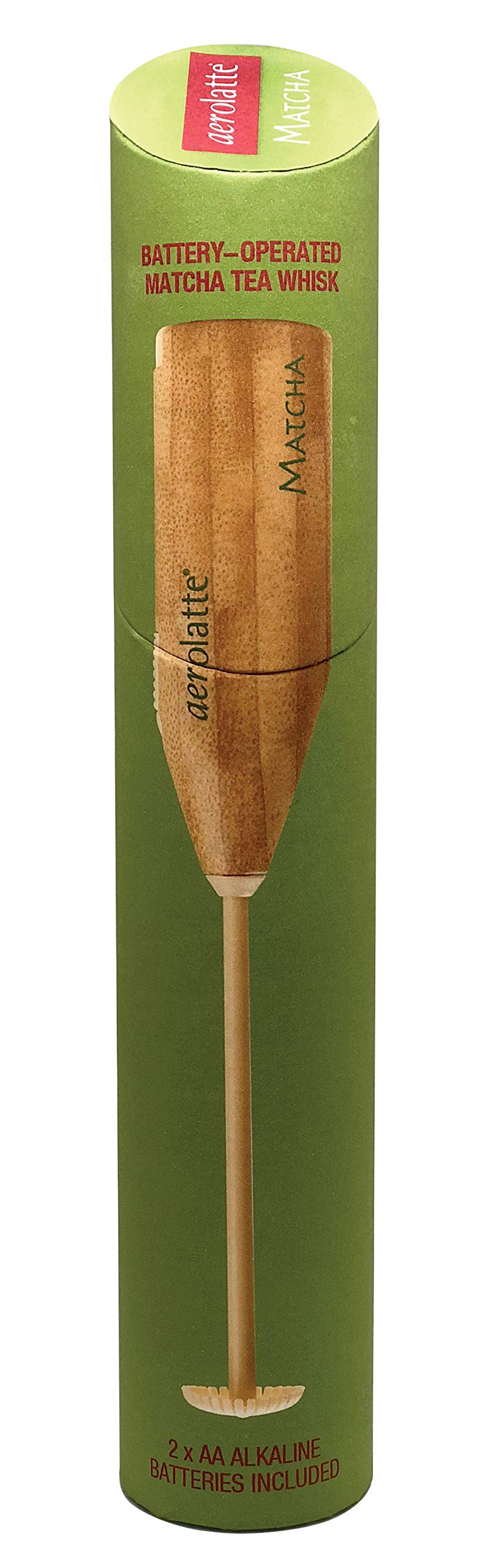 Aerolatte Matcha Tea Frother used directly in a mug for instant froth.