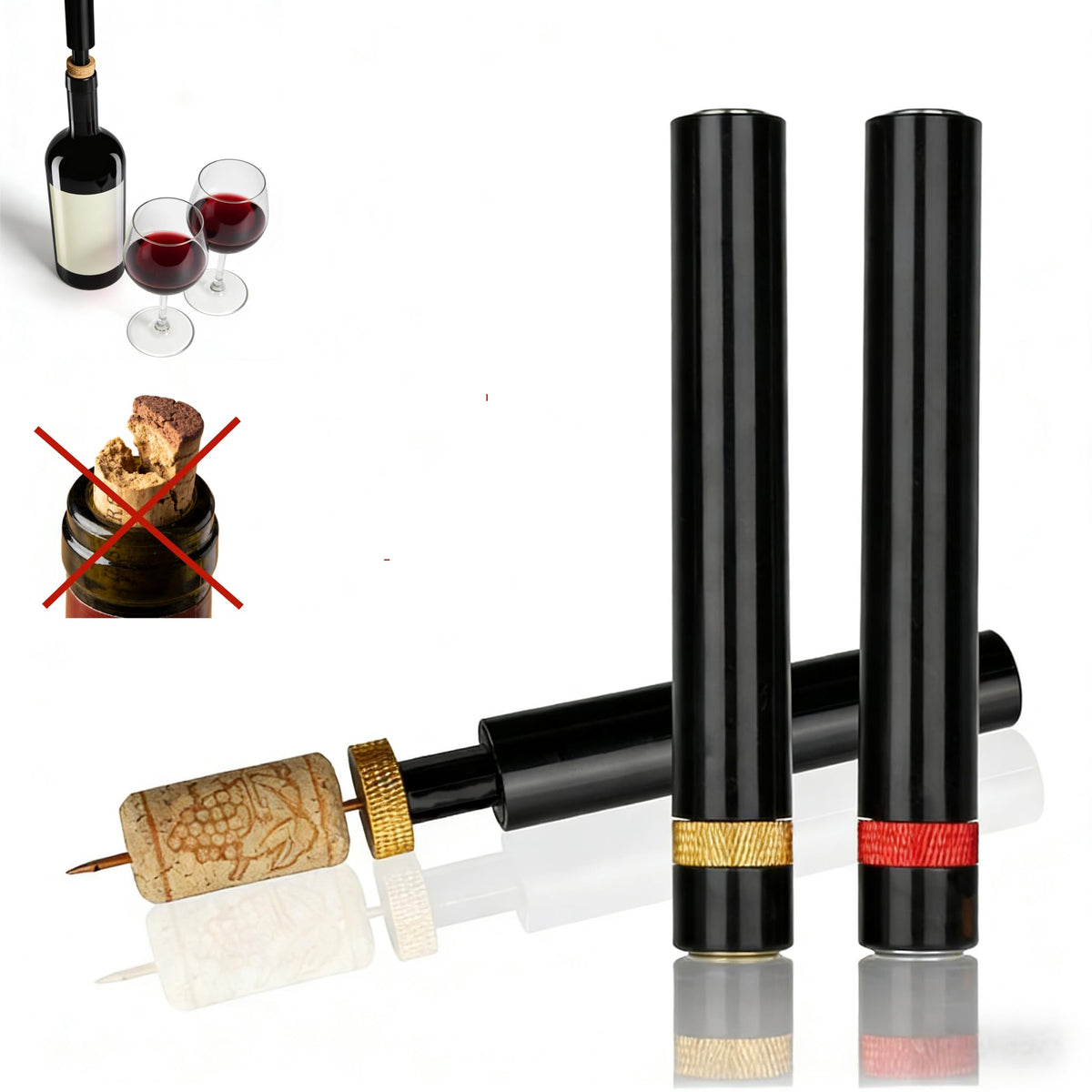 Aeropop two-pack in gold and red finishes for on-the-go wine opening.