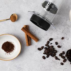 AeroPress Flow Control Cap with stainless steel filter setup delivers bold, full-bodied results.