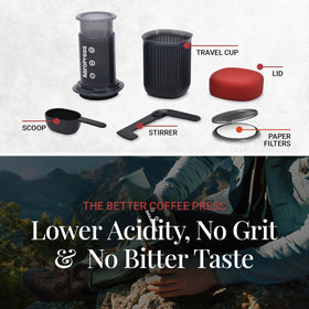 AeroPress Go espresso-style brew demonstrates rich, smooth shots anywhere.