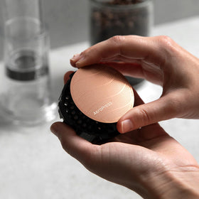 Close-up of AeroPress Gold Tone filter mesh for minimal grit and rich oils.