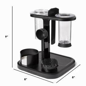 AeroPress Organizer Stand on a countertop demonstrates space-saving organization for small kitchens.