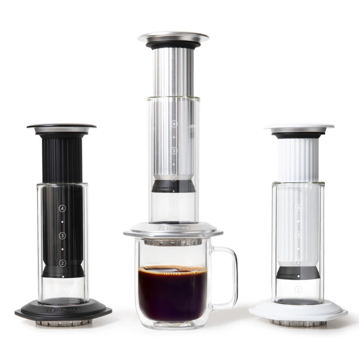 AeroPress Premium brews in action, illustrating versatile manual brewing styles.