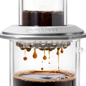 AeroPress Premium compact brew station on a kitchen counter.