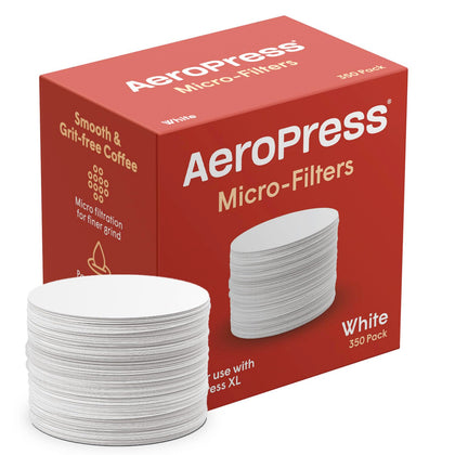 AeroPress white paper filters pack, 350-count, for a clean, grit-free coffee.