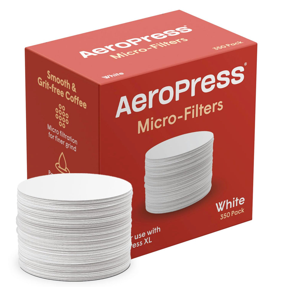 AeroPress white paper filters pack, 350-count, for a clean, grit-free coffee.