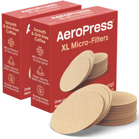 AeroPress XL round natural filter 400-count for clean, grit-free brews.
